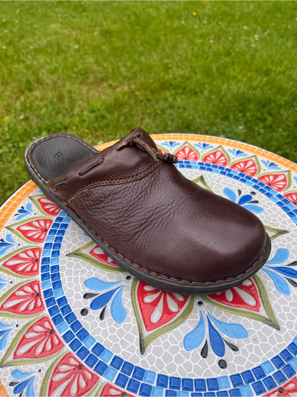 Y2K G.H. Bass Juniper Womens 10M Brown Leather Retro Mule Slides 4673-222